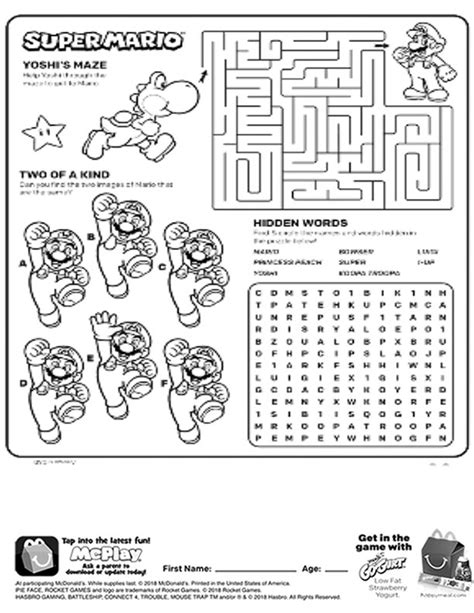 Free Printable Super Mario Activity Sheets - Printable Templates