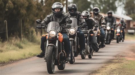 Group Of Motorcycle Riders Riding Down A Country Road Background