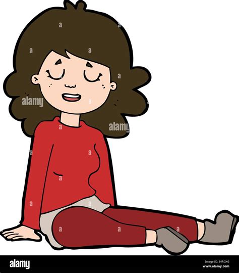 Cartoon Happy Woman Sitting On Floor Stock Vector Image And Art Alamy