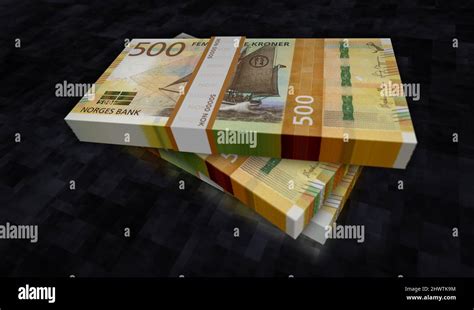 Norwegian Krone Money Pack 3d Illustration Nok Banknote Bundle Stacks