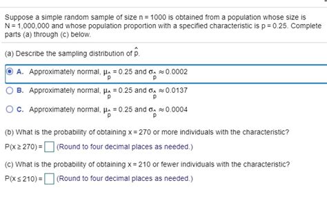 Solved Suppose A Simple Random Sample Of Size N Is Chegg