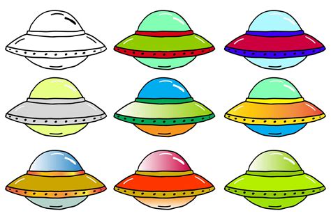 Conjunto Dibujos Animados Ovni Extraterrestre Avión Ovni