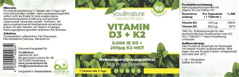 Vitamin D3 5 000 I E Vitamin K2 200 Mcg 180 Tabletten You