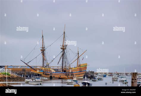 Plymouth Massachusetts Usa September 12 2022 View From The Waterfront Park Of Mayflower Ii