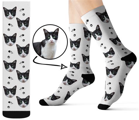 Custom Cat Socks Your Cute Cat Face On Personalized Socks Etsy