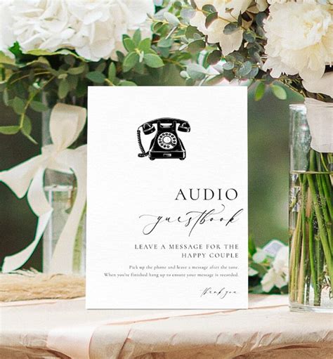 Printable Audio Guestbook Sign Modern Minimalist Wedding Guestbook