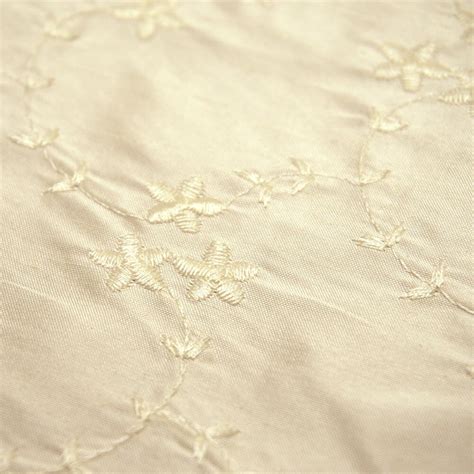 Embroidered Silk Dupioni Cream Sample Gala Fabrics