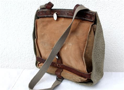 Vintage Swiss Military Saltandpepper Canvas Bread Etsy Military Bag