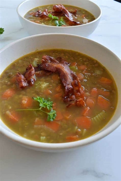 Hearty Bacon and Lentil Soup - Hint of Healthy