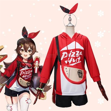 Genshin Impact Amber Pizza Hut Cosplay Costume Hqcosplay