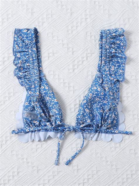 Ditsy Floral Frill Micro Triangle Bikini Top SHEIN USA