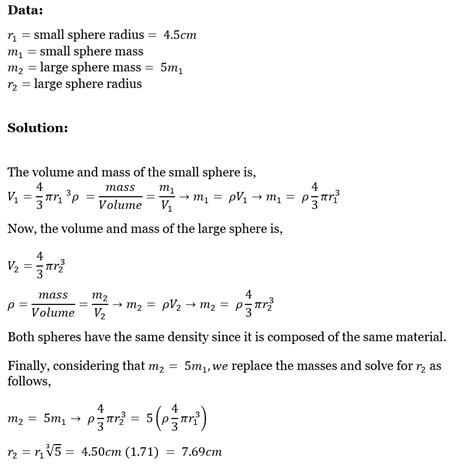 Two Spheres Are Cut From A Certain Uniform Rock One Has Radius 4 50 Cm