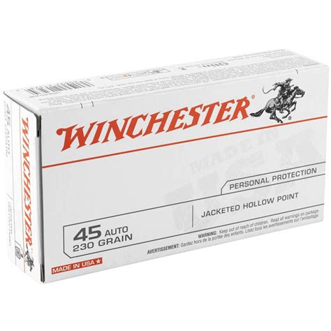 Winchester USA 45 ACP Auto 230 Grain JHP