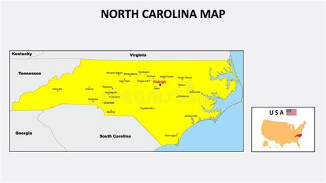 North Carolina Map. State and District Map of North Carolina Stock ...