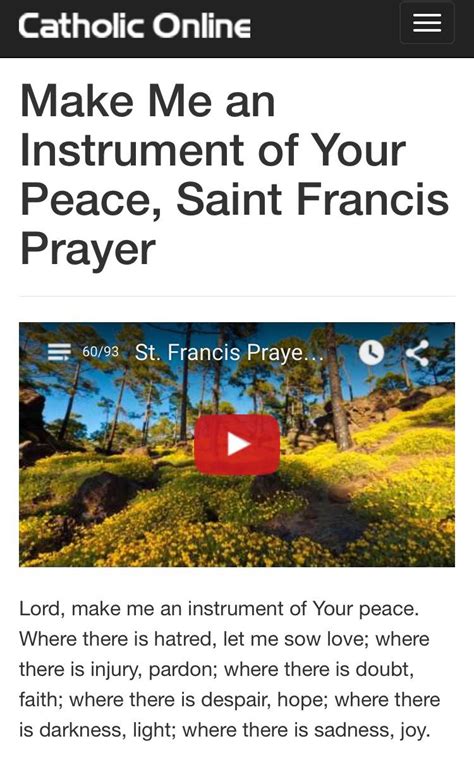 St Francis Prayer Make Me An Instrument Of Your Peace Words And Video Catholic