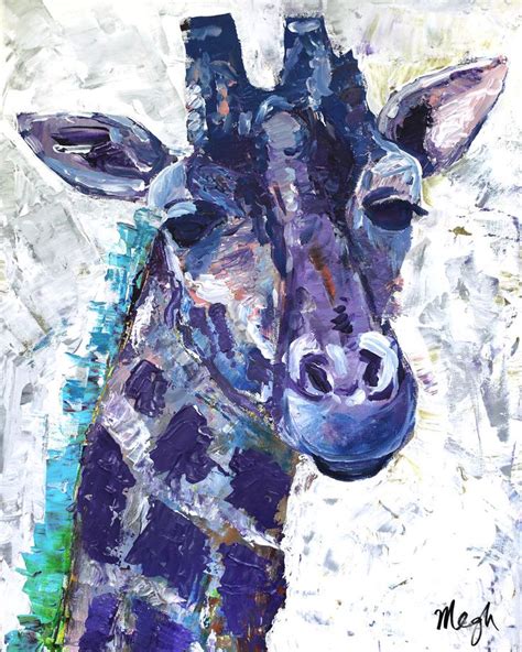Purple Giraffe Art Giraffe Art Prints