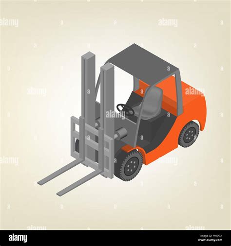 Icon Forklift Isolated On White Background Flat 3d Isometric Style