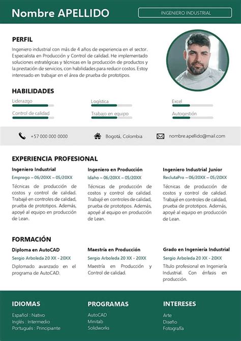 Formato Hoja De Vida Ingeniero Industrial Ejemplo Gratis