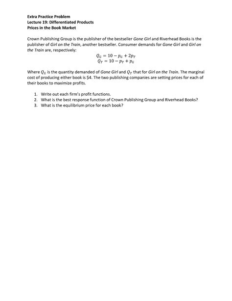 Lecture-19-differentiatedproducts - Extra Practice Problem Lecture 19
