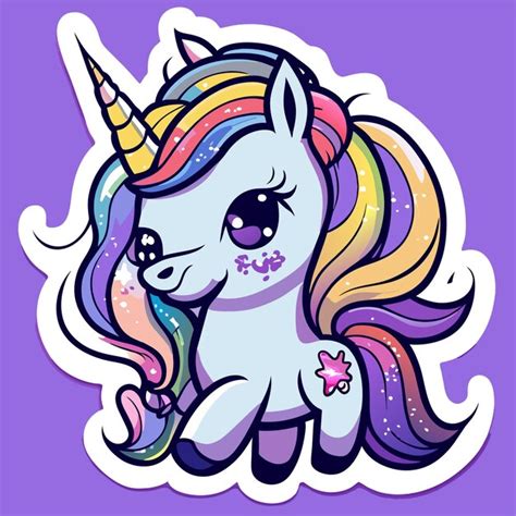 Premium Vector Magic Cute Unicorn Hand Drawn Cartoon Sticker Icon