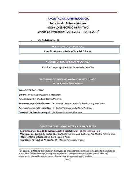 Facultad De Jurisprudencia Informe De Autoevaluaci N