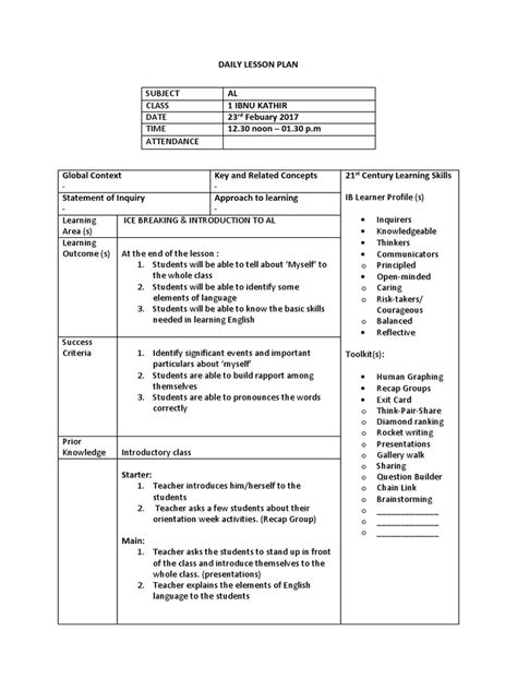 Daily Lesson Plan Pdf Lesson Plan Applied Psychology