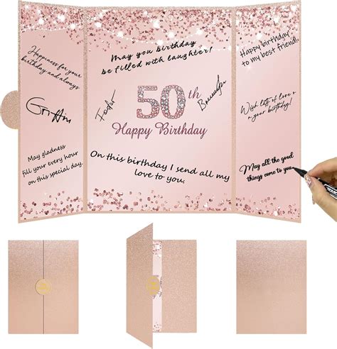 Amazon Vlipoeasn 50th Birthday Guest Book Alternative Rose Gold