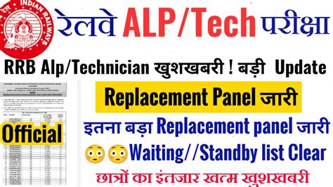 Rrb Alp Tech Replacement panel जर इतन बड Replacement panel जर