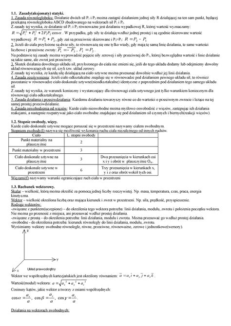 Mechanika ogólna I budownictwo opracowanie teorii na egzamin 1