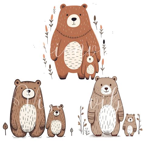 Mama Bear and Baby Bear Clipart Mom and Baby Png Cute Clipart - Etsy