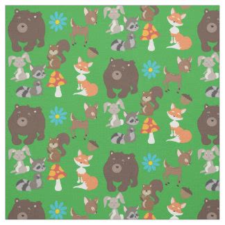 Woodland Animals Fabric | Zazzle