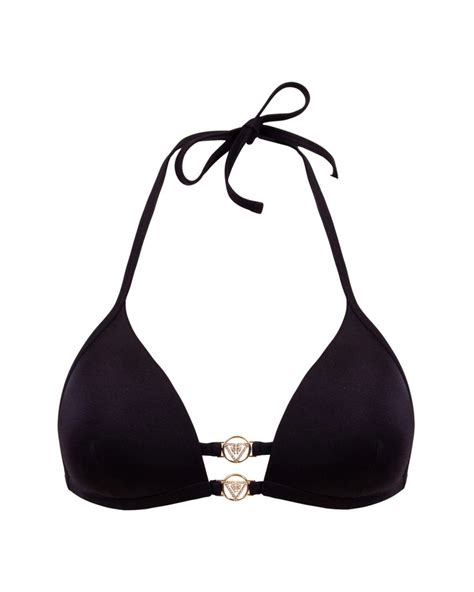 Black Push Up Triangle Bikini Top With Golden Logo M Vivienvance