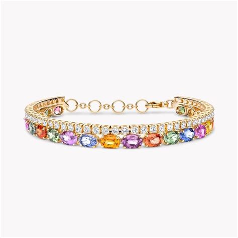 Oval Cut Rainbow Sapphire and Diamond Bracelet