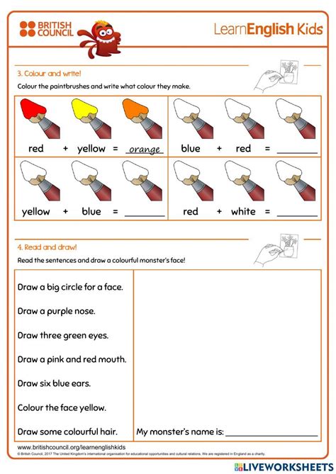 British Council Colours Online Exercise For Live Worksheets