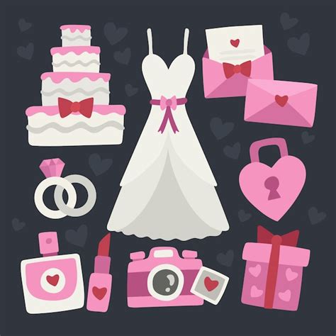 Colecci N Bonita De Elementos De Boda Vector Gratis