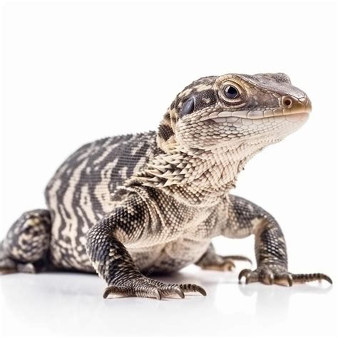 Premium AI Image | A black and white lizard is standing on a white background.