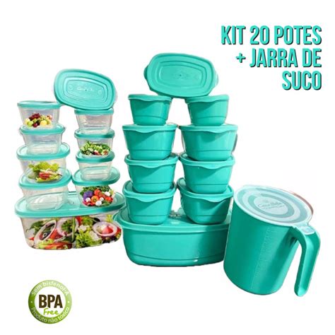 Kit Potes Herm Ticos Freezer Micro Ondas Marmitas Fitness Mais Jarra