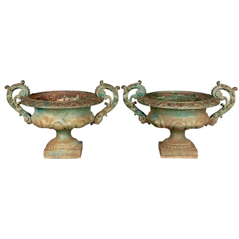 Th Century French Cast Iron Garden Urns A Pair Olivier Fleury