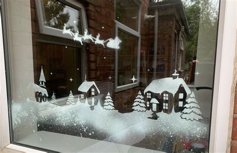 Christmas Village Window Stencils For Use With Snow Spray Set Etsy