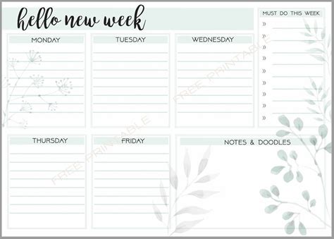 Free PDF Printable: Weekly Planner