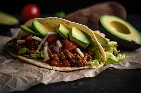 Un Taco Cl Sico Relleno De Carne Molida Picante Y Una Rodaja De