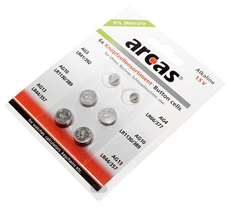 6er Pack Arcas Knopfzellen Batterie Alkaline 1 5V AG3 4 10 13