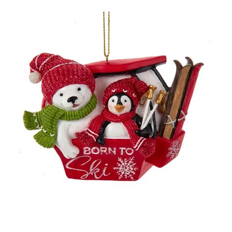 Ksa Pack Of 12 Red And White Penguin And Polar Bear Gondola Christmas