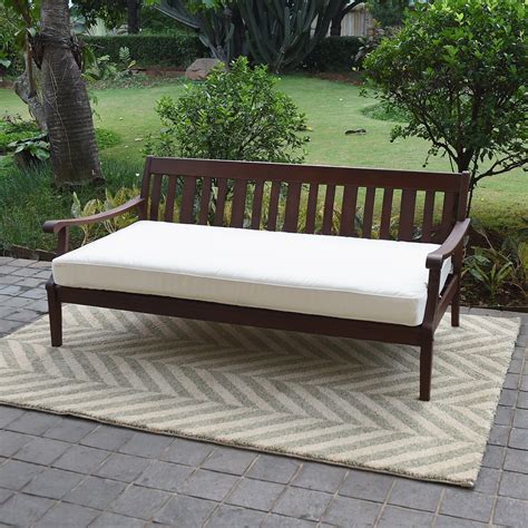 Alston Wood Outdoor Sofa Daybed Day Bed With White Cushion Patio Deck Furniture 644794471464 Ebay