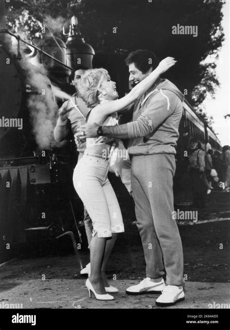 Barbara Eden, Joe Namath, on-set of the Film, "Chattanooga Choo Choo ...