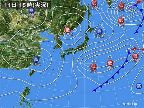 過去の実況天気図2024年01月11日 日本気象協会 Tenkijp