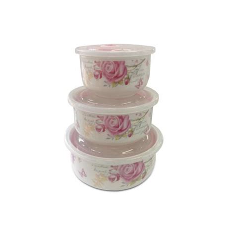 Ceramic Bowl Set with Lids – 3 Pcs – HBStore