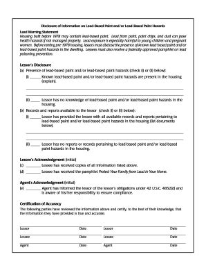 Disclosure Lead Based Form Fill Online Printable Fillable Blank