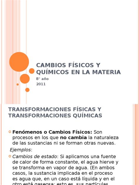 Cambios Quimicos En La Materia Pdf Reacciones Químicas Agua