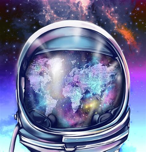 Astronaut World Map 9 Painting By Bekim M Fine Art America